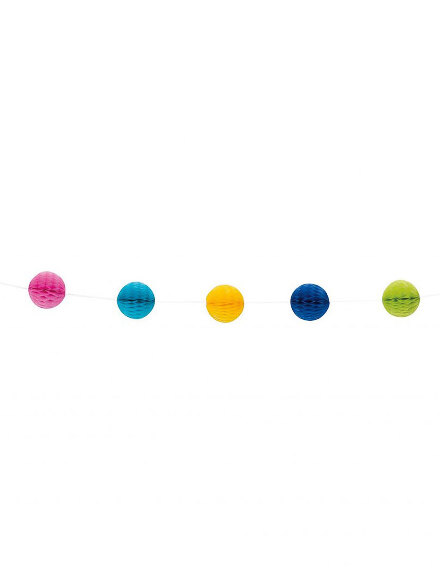 Guirlande boules alvéolées multicolore avec 11 pompons