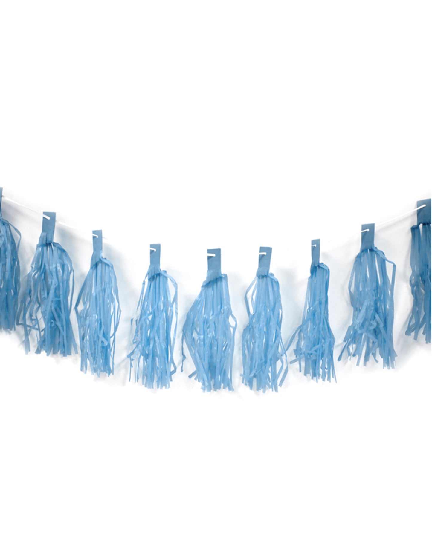 20 kék bojtos, 4 m hosszú girland ünnepi dekorációhoz