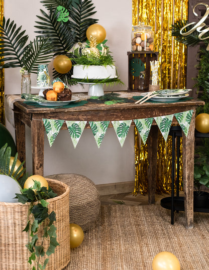 Carton Pennant Garland trópusi levelek 15 cm x 1,3 m