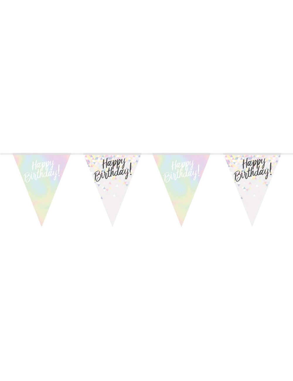 Irizáló pasztell műanyag Happy Birthday zászlófüzér születésnapra