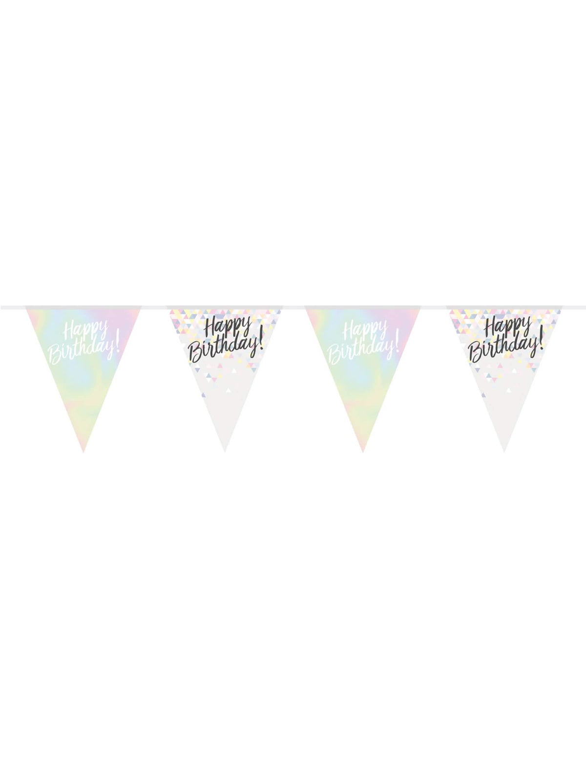 Irizáló pasztell műanyag Happy Birthday zászlófüzér születésnapra