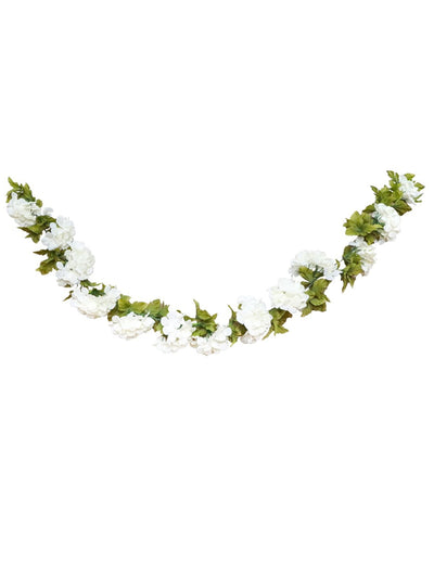 Guirlande de fleurs d'hortensia pour mariage blanc