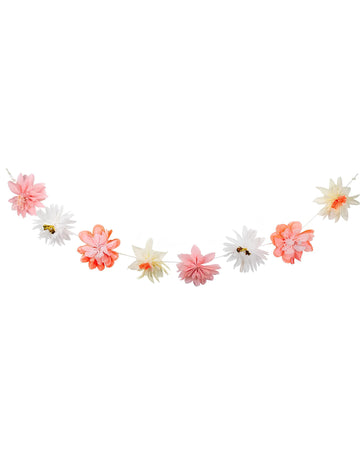 Pasztellszínű selyempapír virágfüzér, 3,5m, bohém díszítés