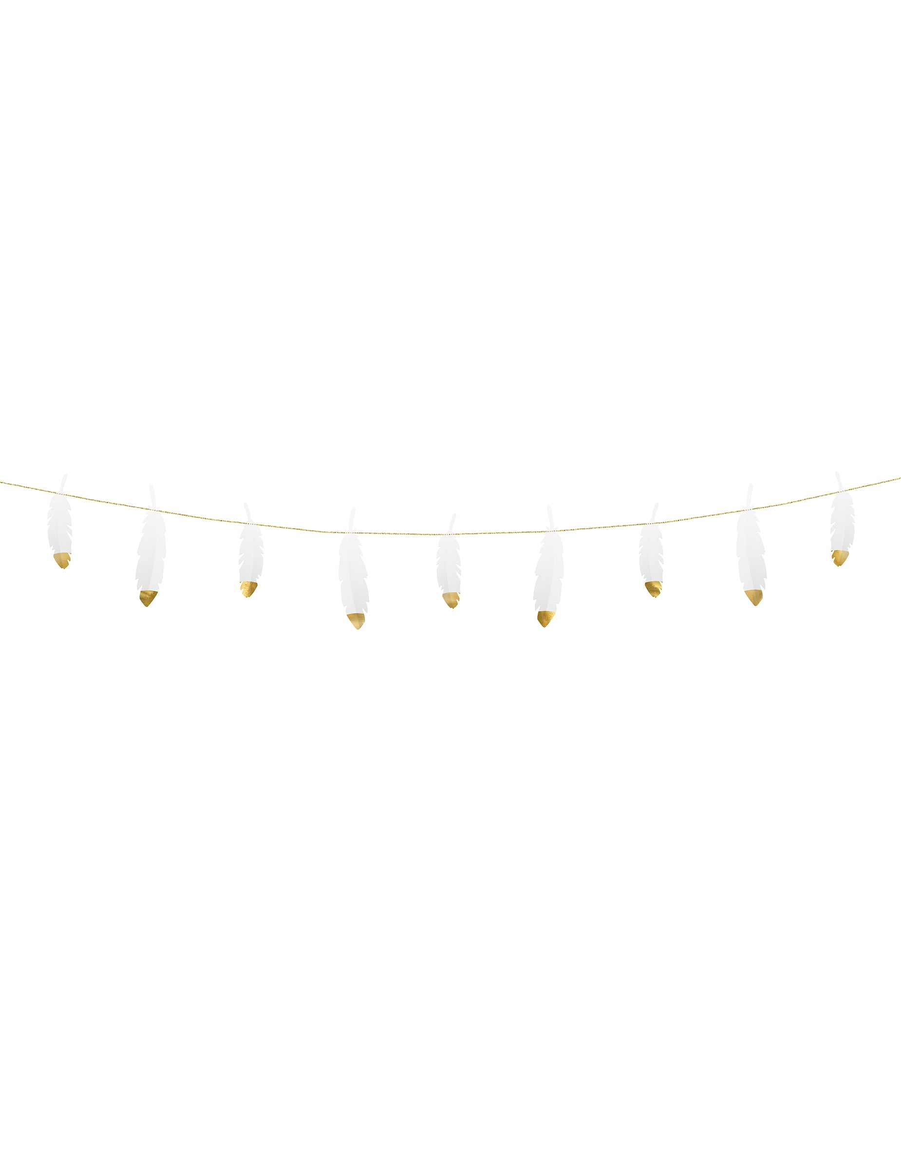 Guirlande de plumes mariage pour fête blanches et dorées