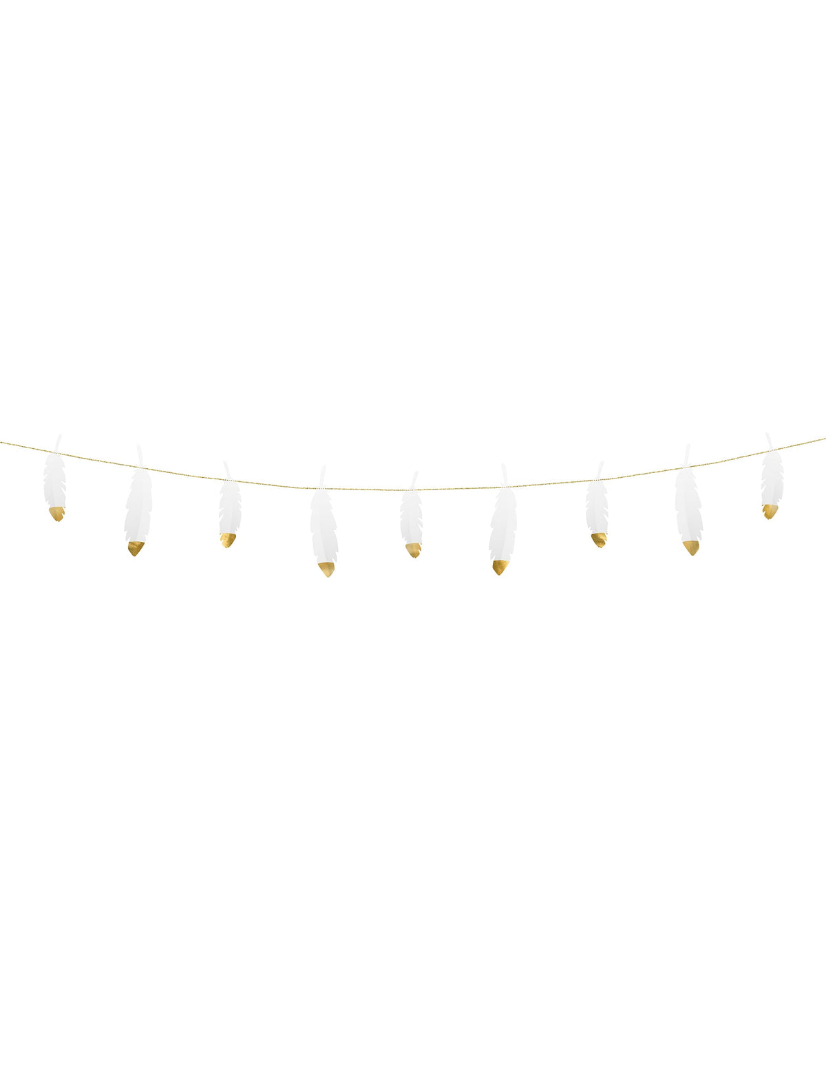 Guirlande de plumes mariage pour fête blanches et dorées