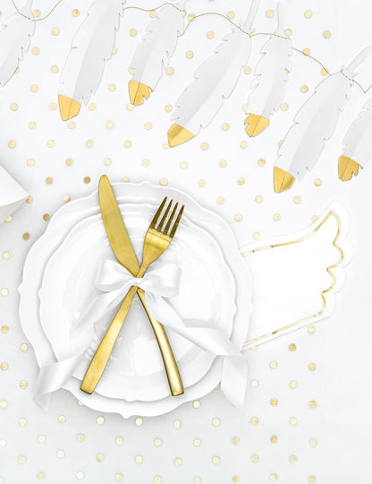 Fehér és arany tollfüzér 13.5 cm x 1,6 m esküvői dekoráció