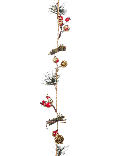 120 cm hosszú toboz- és bogyó girland 