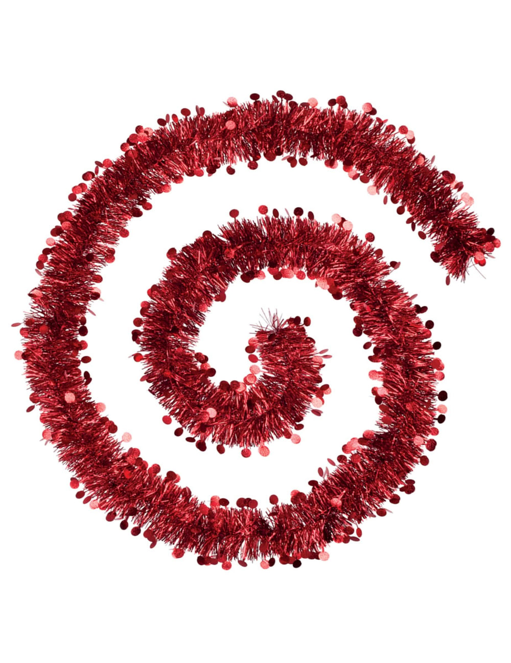 Csillogó piros pontokkal díszített fenyőgirland