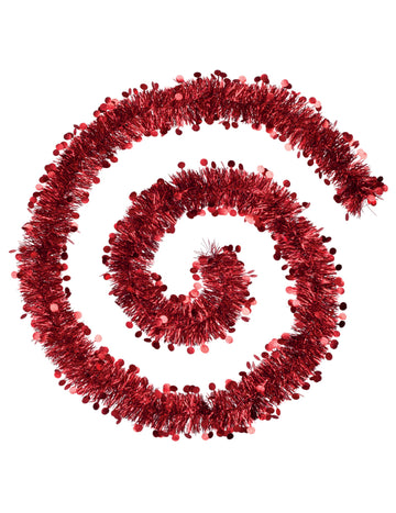 2 m-es fényes piros pasztell fenyőfüzér