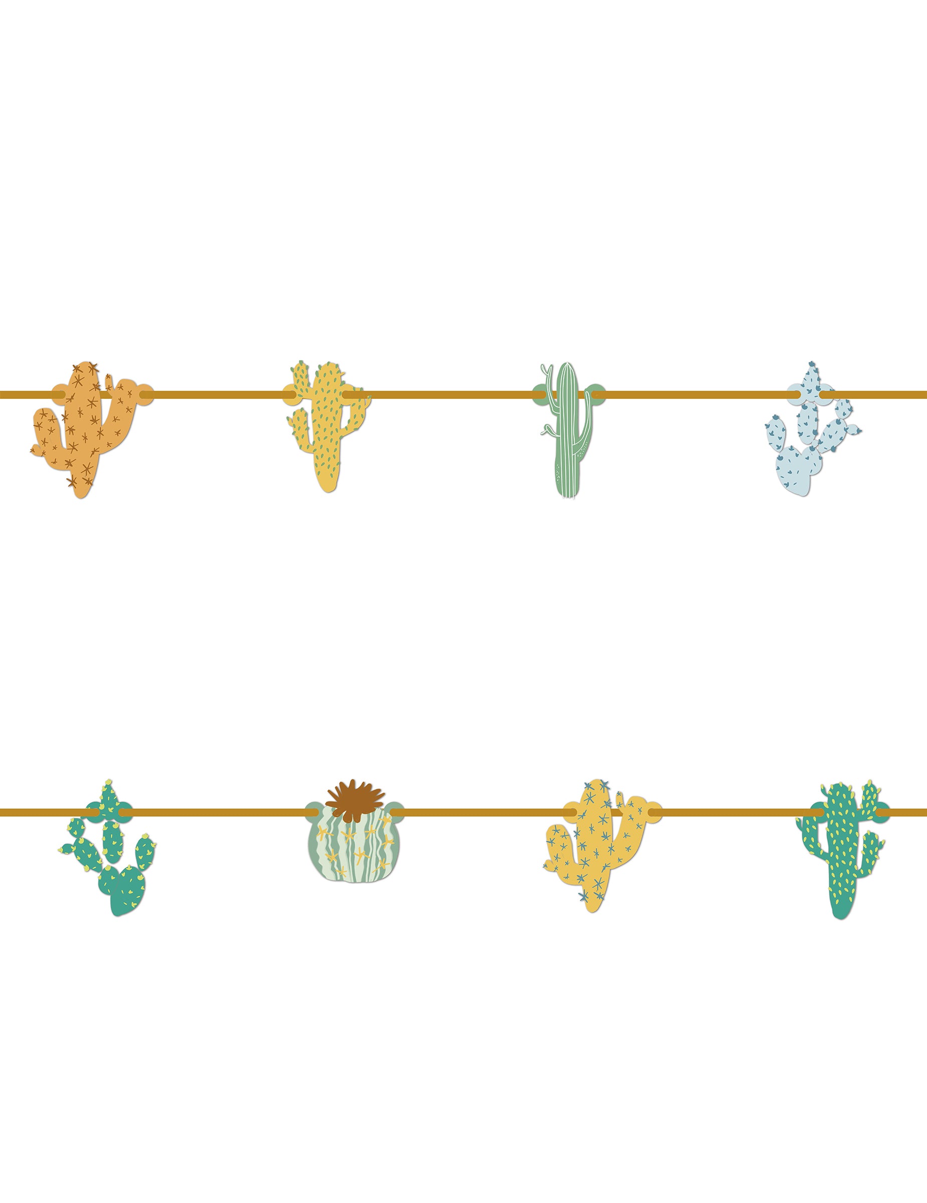 Guirlande en carton cactus pour décoration mexicaine multicolore