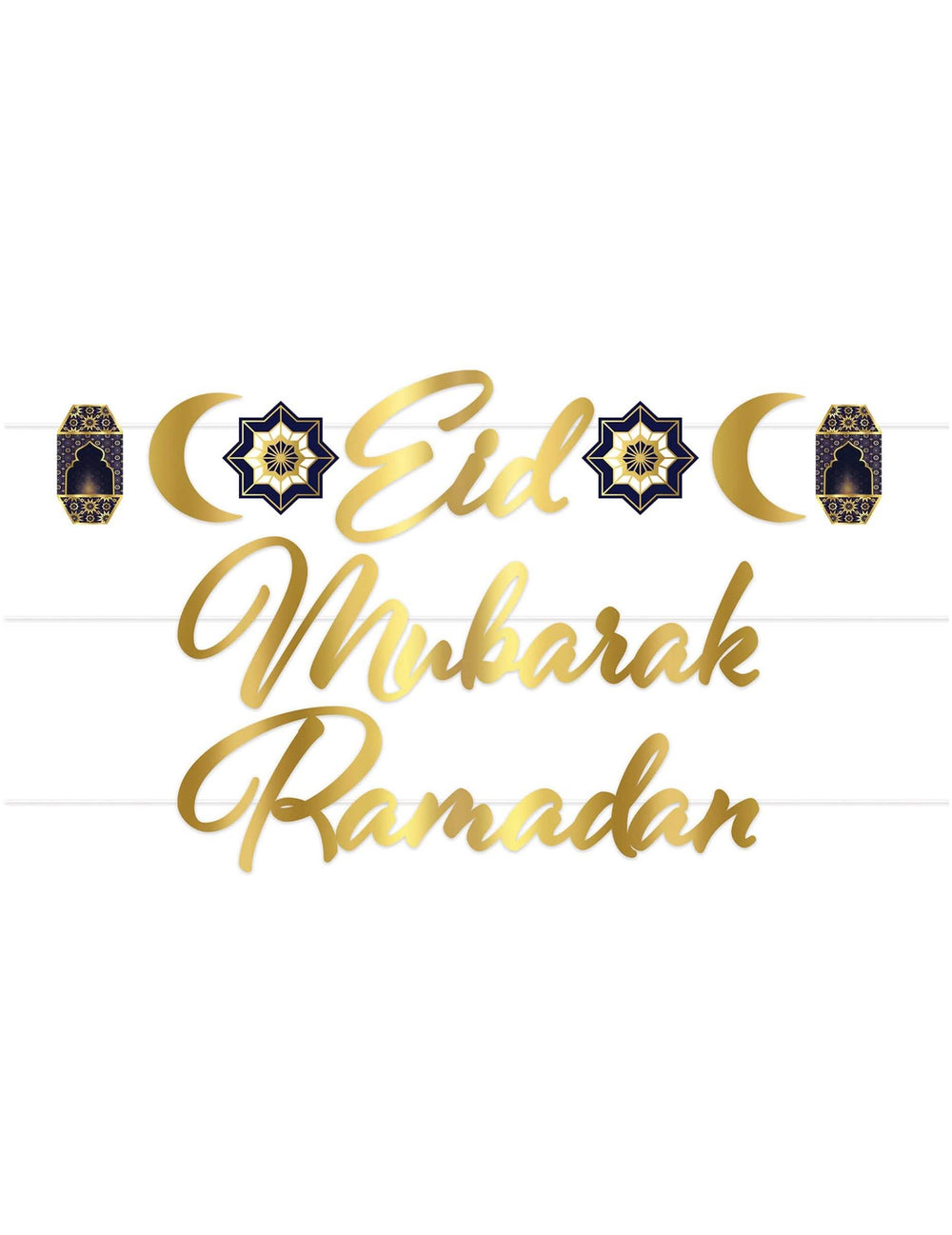 Kartongból készült Aïd Mubarak girland arany és kék dekorációhoz