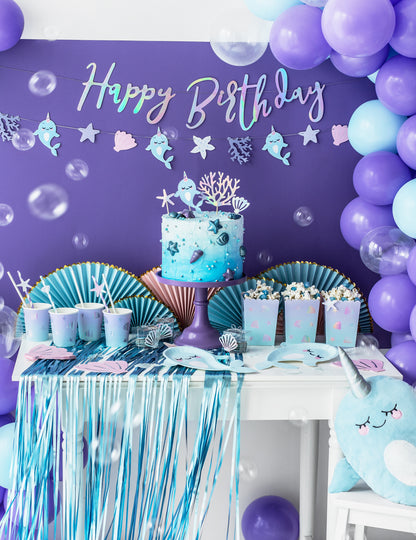 Boldog születésnapot irizáló 16,5 x 62 cm karton koszorú