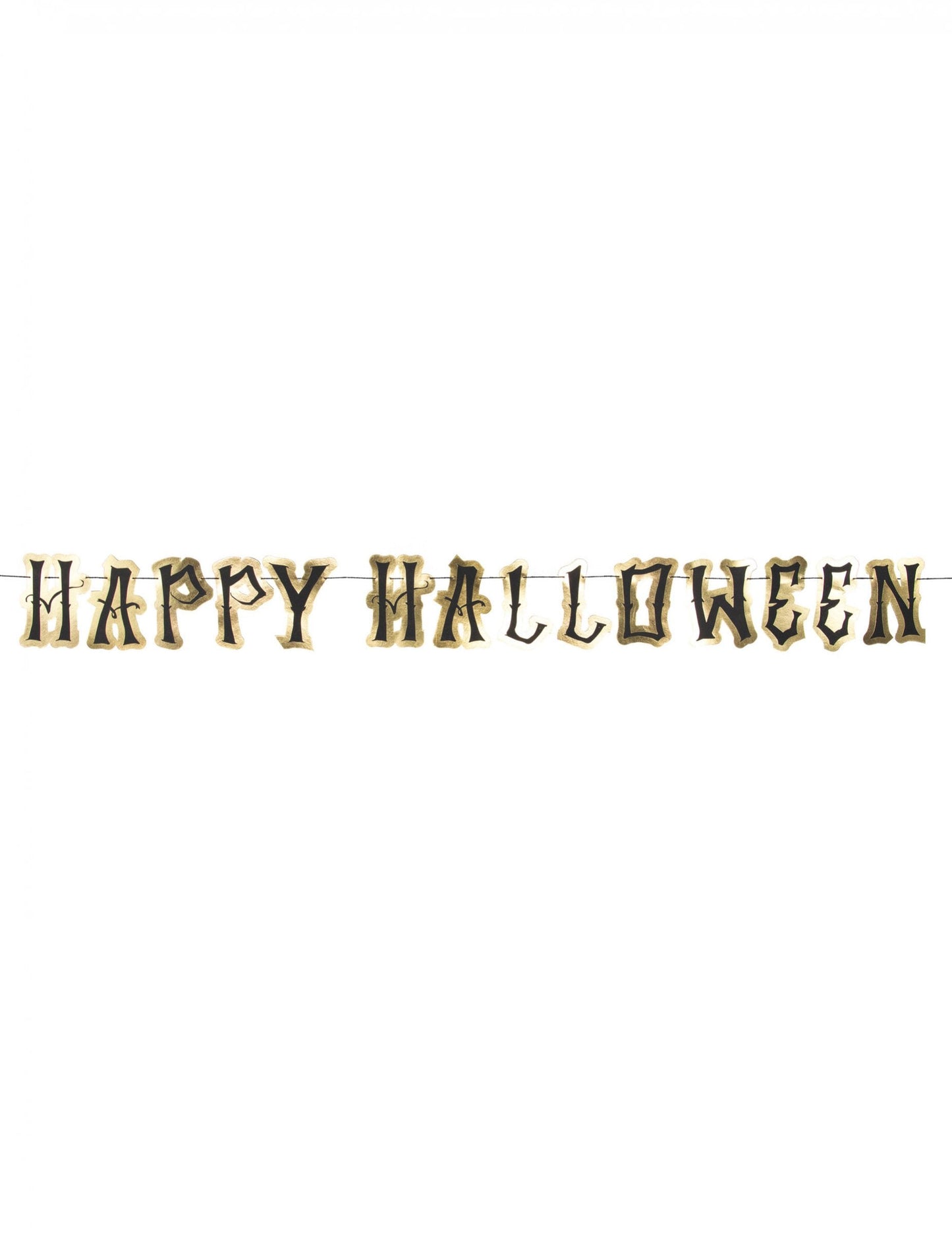 Guirlande en carton happy Halloween pour fête noire et or avec lettres