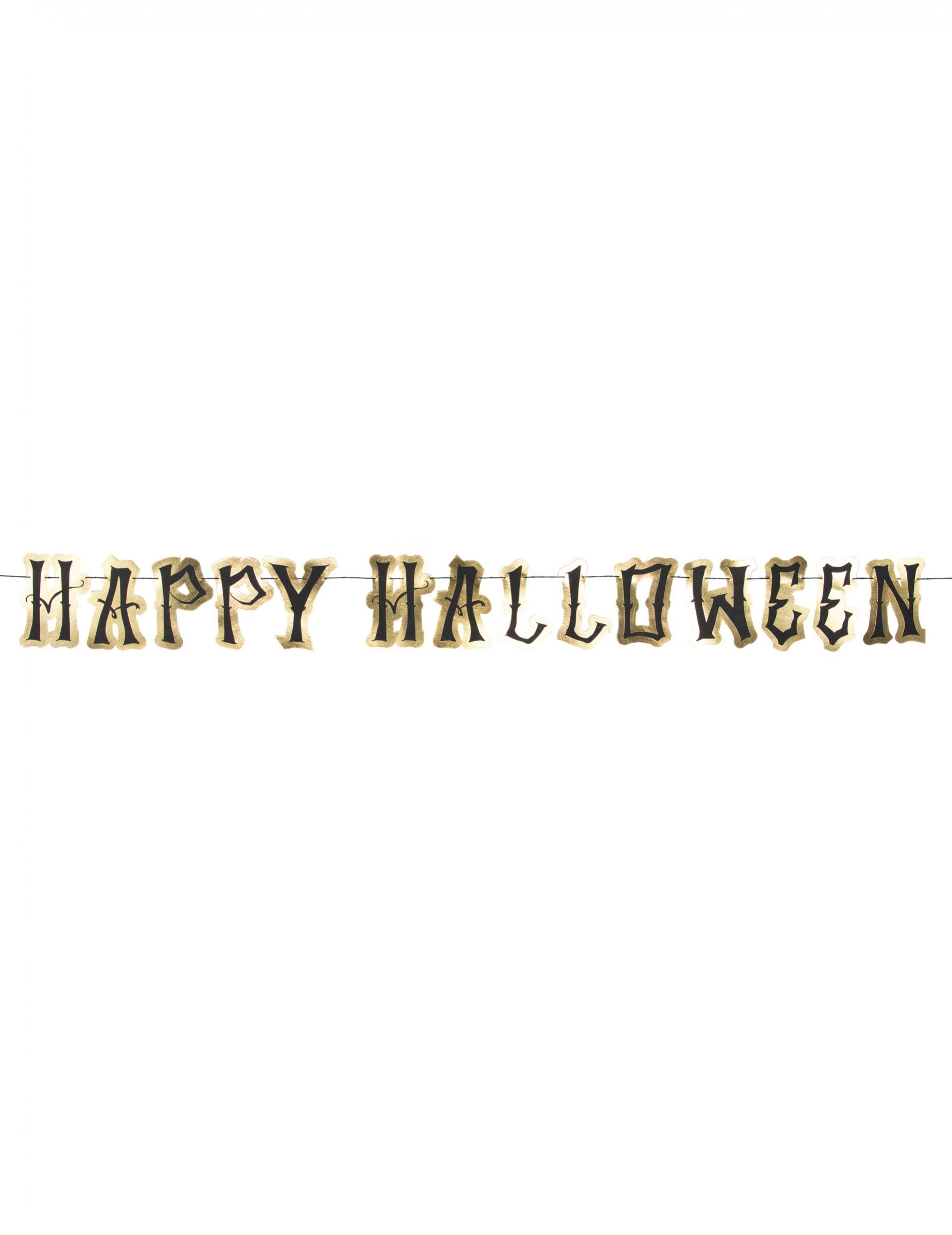 Guirlande en carton happy Halloween pour fête noire et or avec lettres