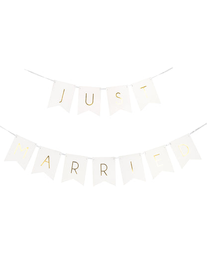 Karton Garland csak feleségül vette fehér és arany 15 x 155 cm
