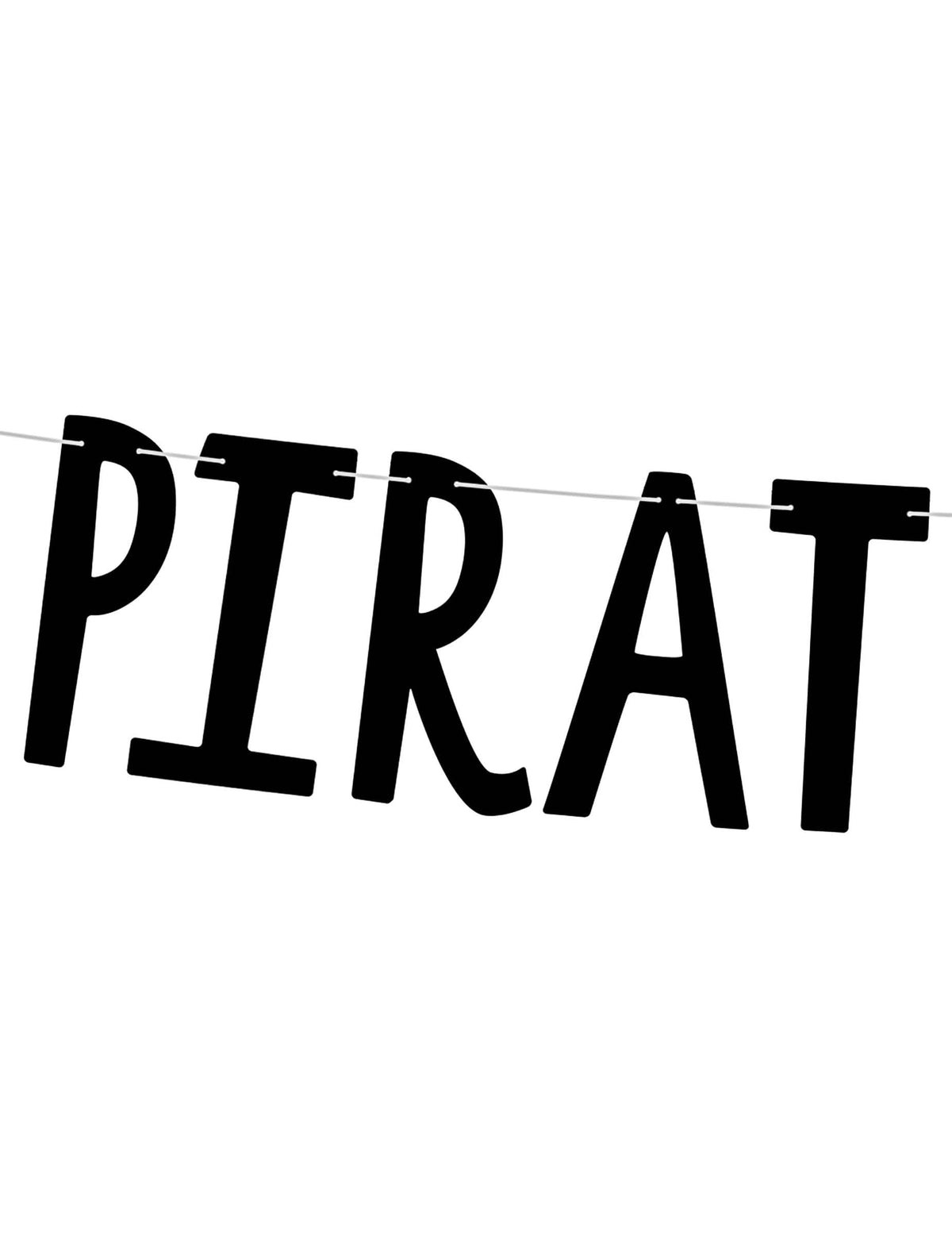 A Pirates Party kartonfüzér fekete betűinek részletei