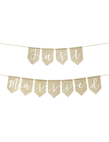 Juta girland "Friss házasok" 185 x 23 cm rusztikus dekoráció