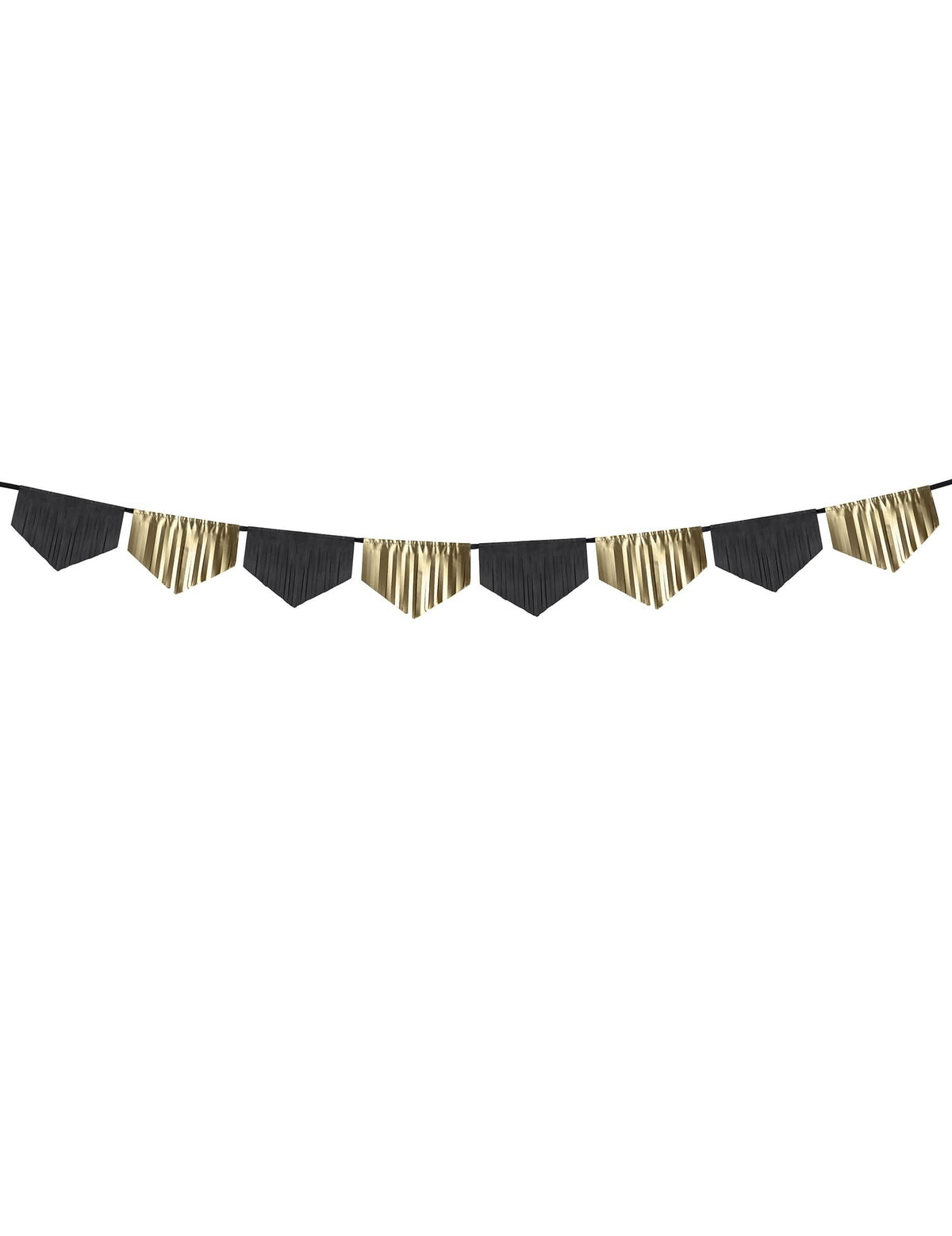 Függőleges papír girland születésnapra, fekete és arany dekorációhoz