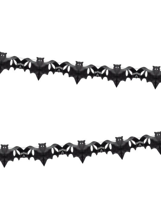 Guirlande en papier chauve-souris pour décoration Halloween noire