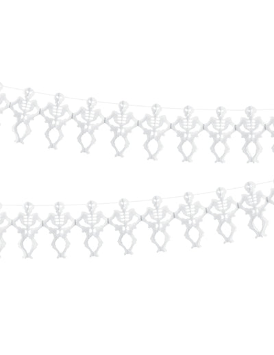 Guirlande en papier squelette pour Halloween blanche