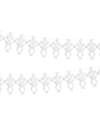 Guirlande en papier squelette pour Halloween blanche