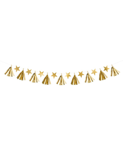 Guirlande en papier tassel étoiles pour fête dorée à monter
