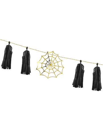 1,75 m-es arany pókháló bojtos papírgirland (összeszerelést igényel)
