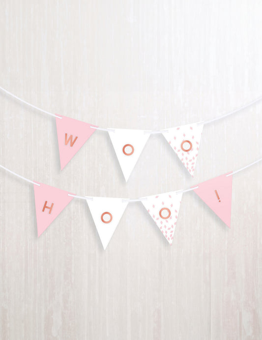 Guirlande fanion personnalisable pour fête rose gold avec autocollants