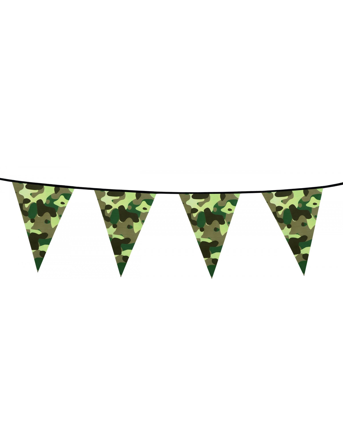 Guirlande fanions papier Camouflage pour fête 6 m vert et marron
