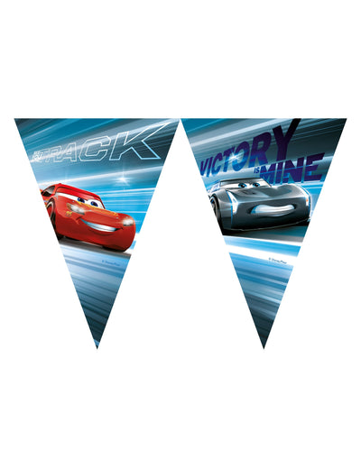 Guirlande fanions Cars pour enfant bleue et rouge avec Flash McQueen