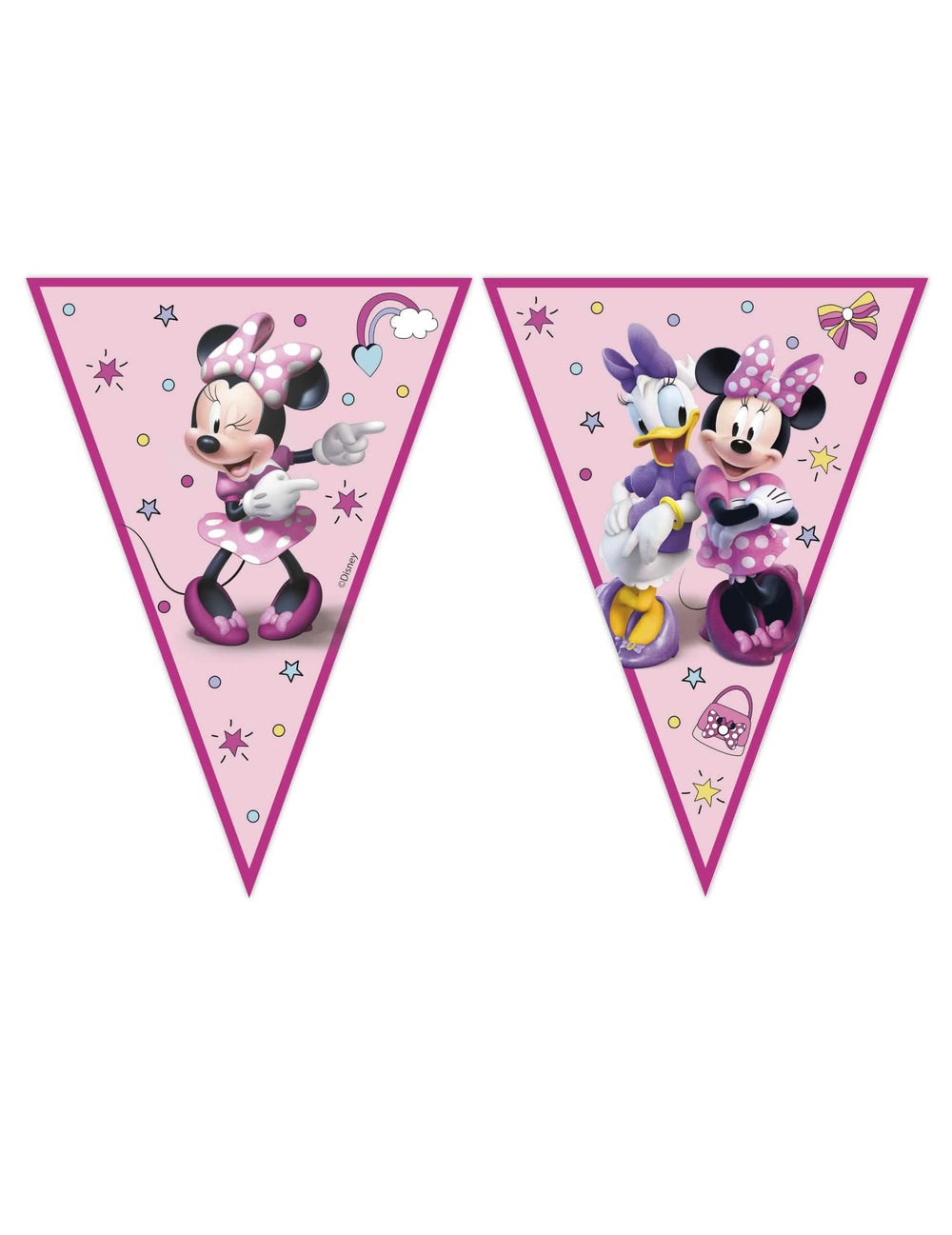 Guirlande fanions en papier Minnie Junior pour enfant rose avec Minnie et Daisy