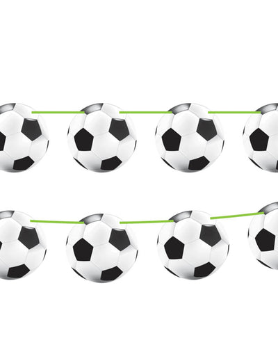 Guirlande fanions football pour fête noir et blanc 10 mètres