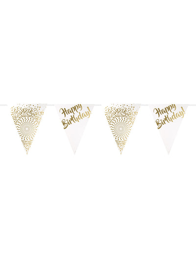 Guirlande fanions Happy Birthday pour anniversaire dorée luxe