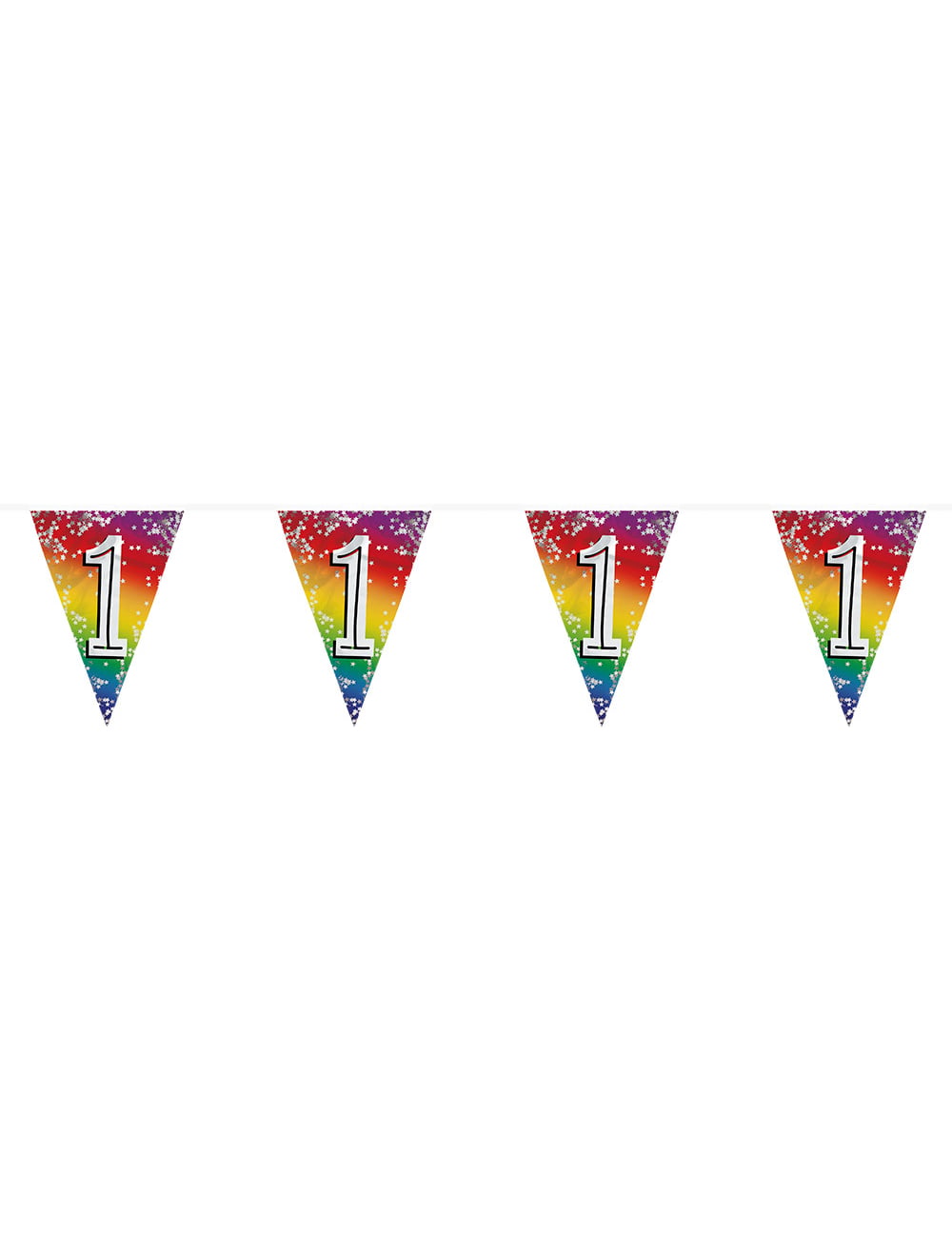 Guirlande de fanions métalliques anniversaire pour fête chiffre 1 arc-en-ciel
