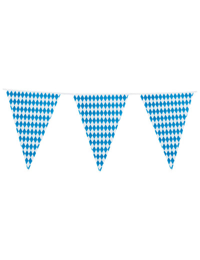 Guirlande à fanions géants Fête de la bière bleu et blanc à motifs losanges