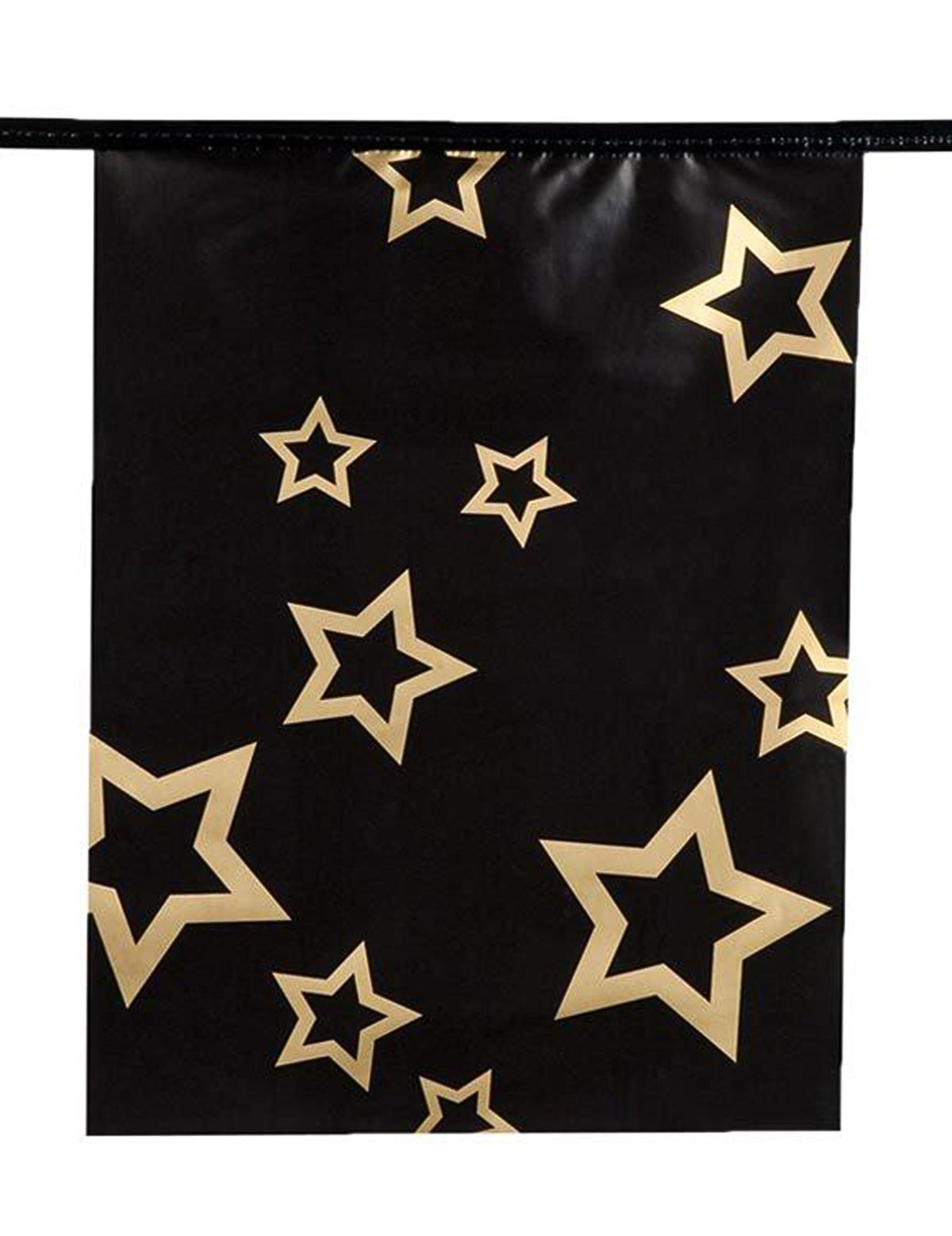Détail du fanion noir à étoiles dorées de la guirlande fanions papier VIP décoration cinéma