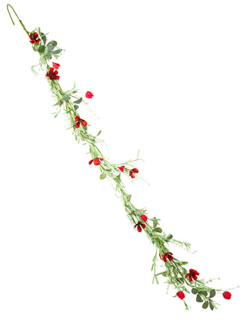 Piros lomb- és virágfüzér, 1,83 m, vidéki stílusú