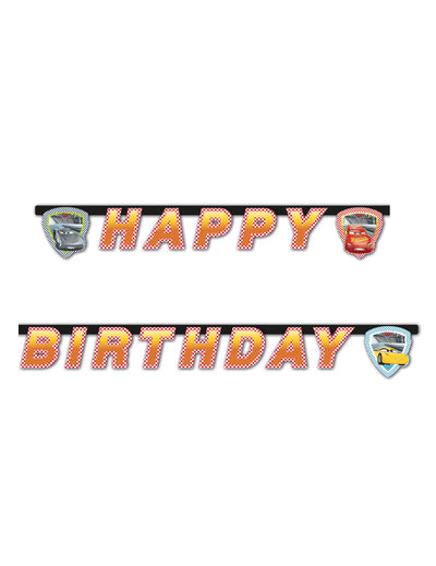 Guirlande Happy Birthday Cars 3™ pour enfant rouge à motifs damiers