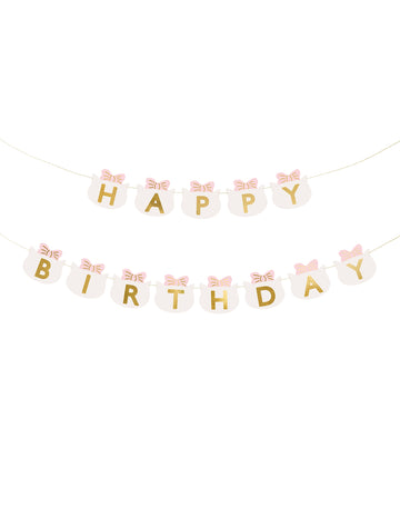 Boldog születésnapot cicák girland 2,8 m rózsaszín masnikkal