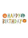 Guirlande happy birthday get wild safari pour anniversaire lion et tigre multicolore