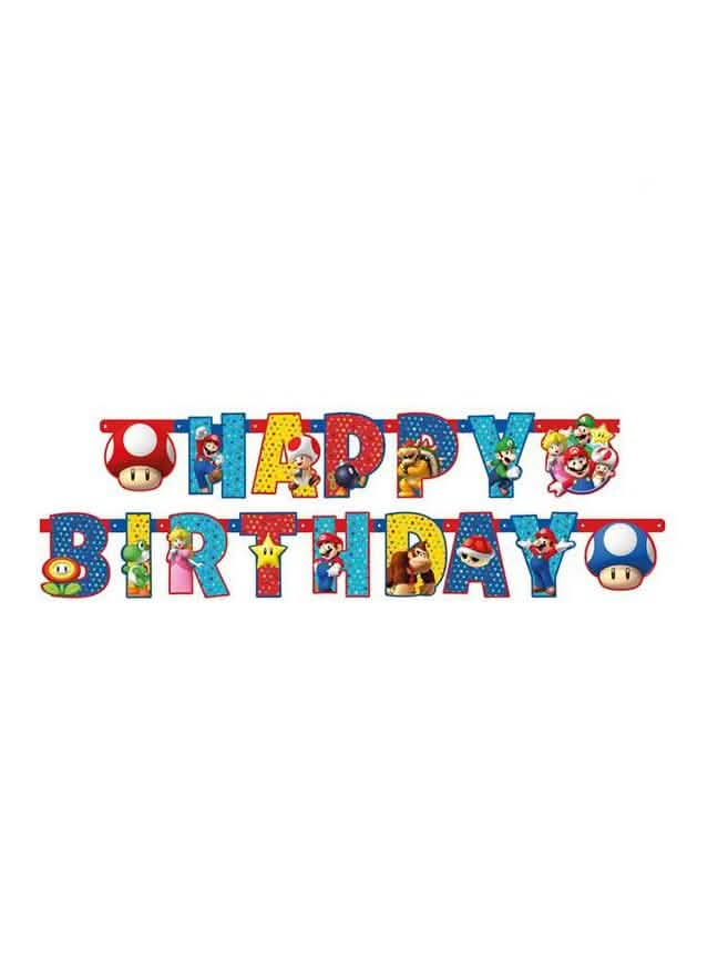 Happy Birthday Super Mario girland gyermekeknek sokszínű karakterekkel