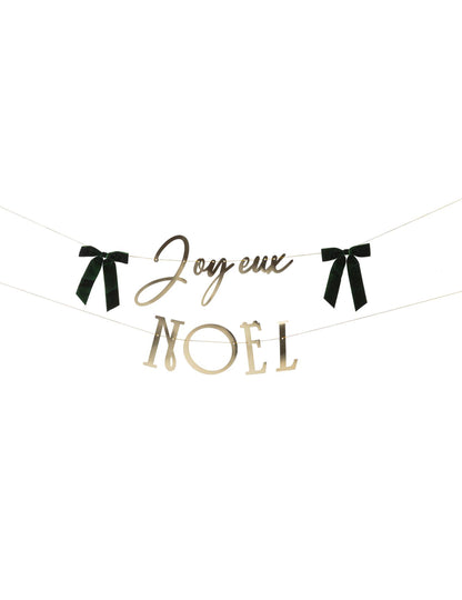 Guirlande Joyeux Noël or avec 2 nœuds vert anglais 1,80 m