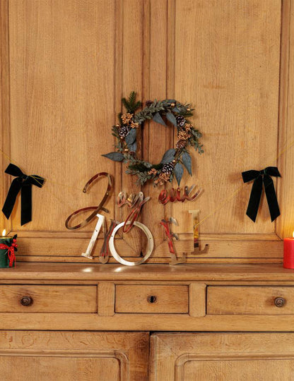 Guirlande Joyeux Noël or avec 2 nœuds vert anglais 1,80 m