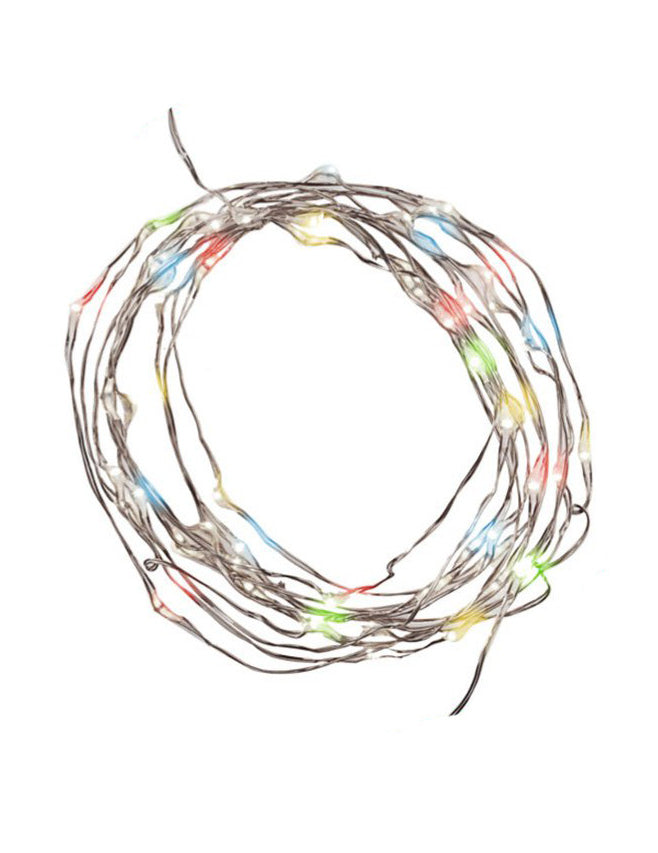 Guirlande lumineuse multicolore pour fête à fil argenté