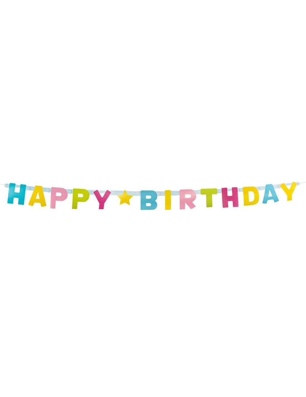 Díszlet tortával és lufikkal a Happy Birthday betűfüzérről