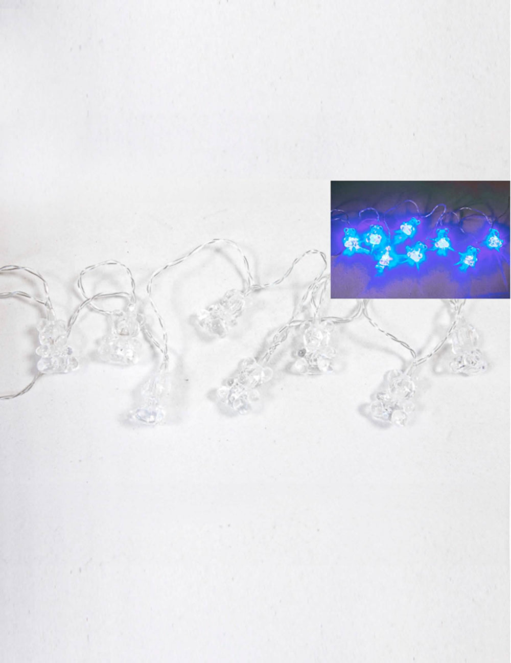 Világító macis girland égkék színben, 10 LED-del
