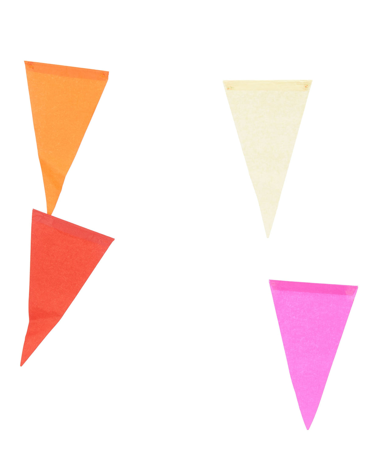 Détail des fanions de la guirlande de fanions multicolore en papier