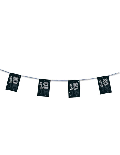 Guirlande papier VIP 18 ans pour anniversaire noir et blanc
