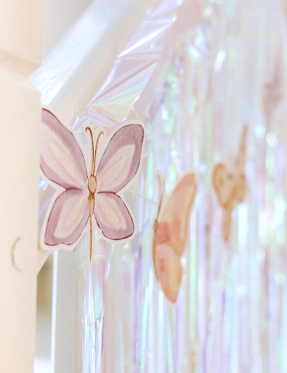 Pasztellrózsaszín papír pillangó girland 10 cm x 1,5 m varázslatos hangulat