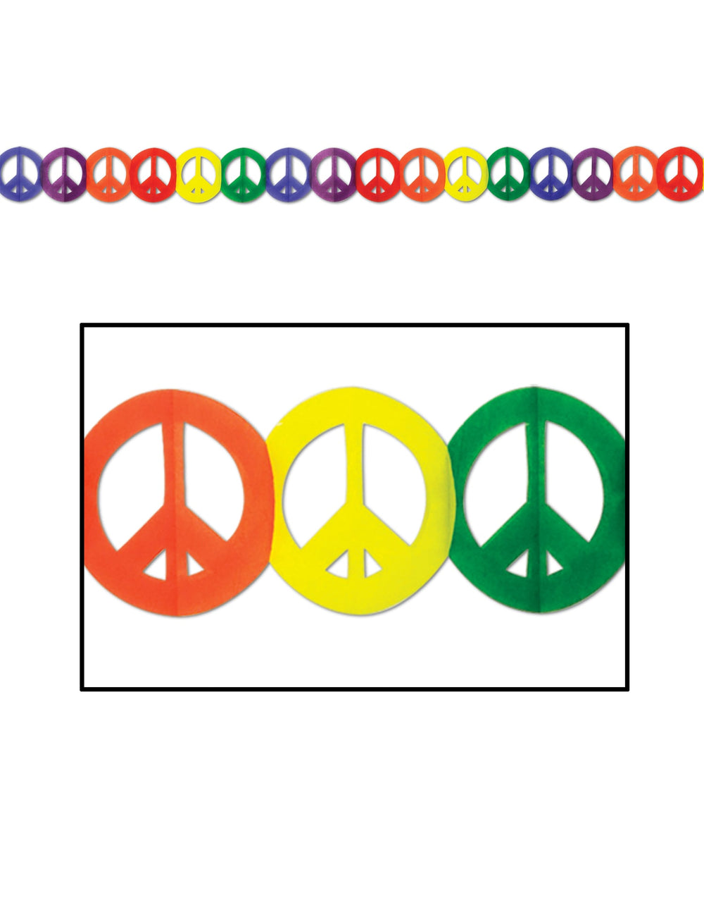 Guirlande en papier Hippie Peace pour décoration multicolore